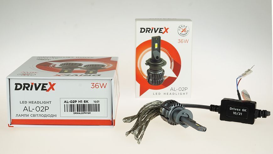 LED лампи автомобільні DriveX AL-02P H1 5000K LED 36W 12В DR-00001002 фото