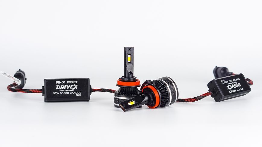 LED лампи DriveX FE-01 PRO H11/H8/H9 58W 6000K CAN к&ndash;т 2 шт. DR-00023589 фото