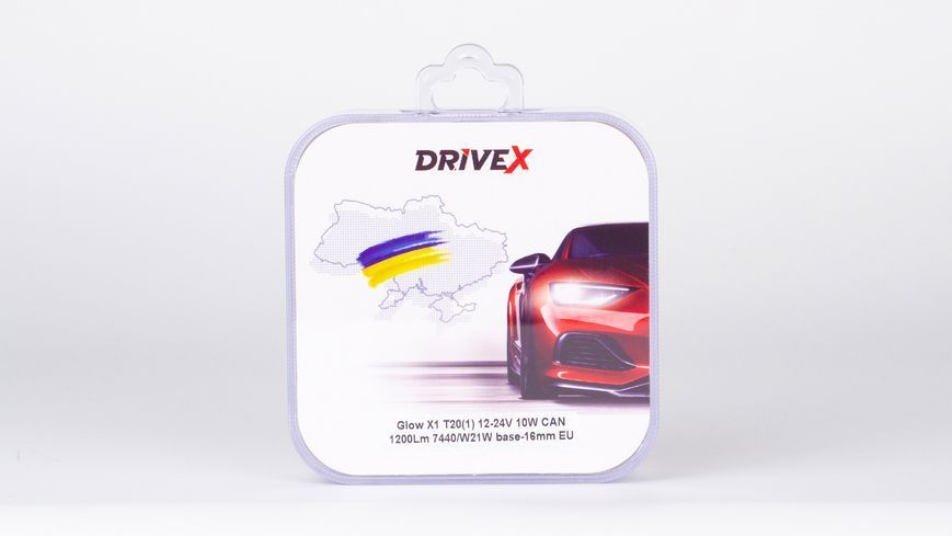 Світлодіоди в габаритні вогні. Підсвітку номера та салона DriveX Glow X1 T20(1) 12-24V 10W CAN 1200Lm 7440/W21W base-16mm EU к-т. DR-00003410 фото