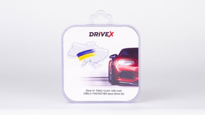 Світлодіоди в габаритні вогні. Підсвітку номера та салона DriveX Glow X1 T20(2) 12-24V 10W CAN 1200Lm 7443/W21/5W base-16mm EU к-т. DR-00003411 фото
