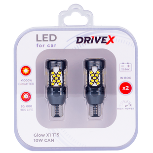 Світлодіоди в габаритні вогні. Підсвітку номера та салона DriveX Glow X1 T15 12-24V 10W CAN 1000Lm W16W d-10mm к-т. DR-00003412 фото