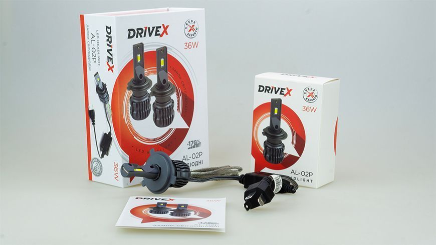 LED лампи автомобільні DriveX AL-02P H4 H/L 6000K LED 36W 12В DR-00001012 фото