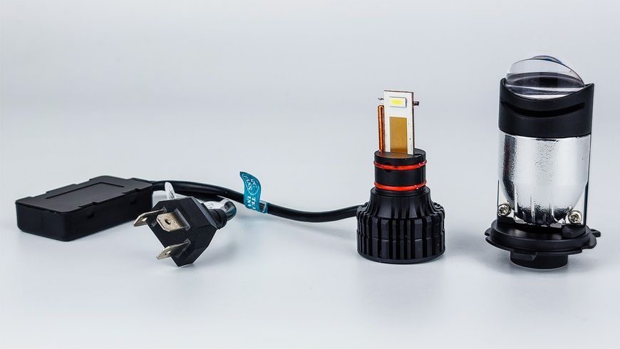 LED лампи автомобільні з міні-лінзою DriveX LE-07 H4 ближнє/дальнє 6000K 55W 9-32V к-т 2 шт. DR-00001584 фото