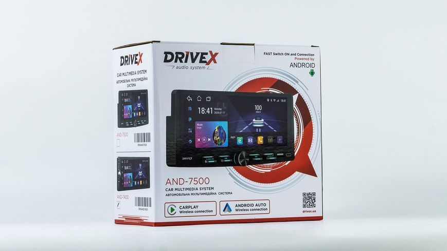 Автомобільний мультимедійний центр 1-Din 7" з бездротовим CarPlay та Android Auto - DriveX AND-7400 Android DR-00003034 фото