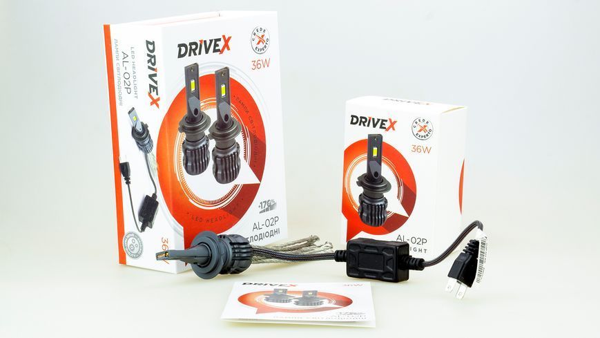 LED лампи автомобільні DriveX AL-02P H7 6000K LED 36W 12В DR-00001014 фото