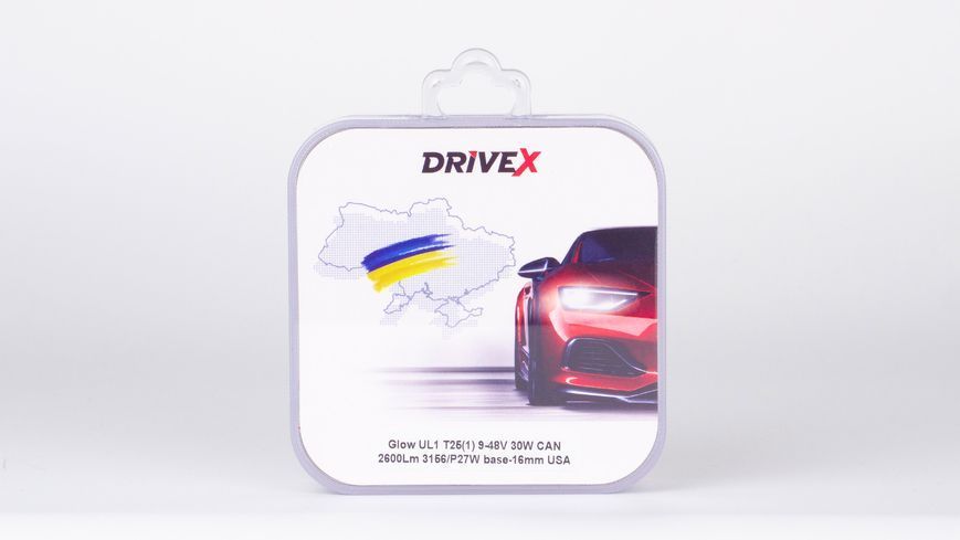 Світлодіоди в габаритні вогні. Підсвітку номера та салона DriveX Glow UL1 T25(1) 9-48V 30W CAN 2600Lm 3156/P27W base-16mm USA к-т. DR-00003394 фото