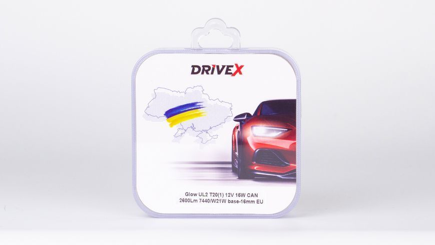 Світлодіоди в габаритні вогні. Підсвітку номера та салона DriveX Glow UL2 T20(1) 12V 15W CAN 2600Lm 7440/W21W base-16mm EU к-т. DR-00003403 фото