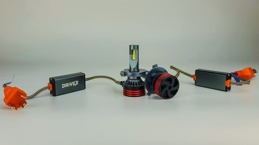 LED лампи DriveX FE-01 H4 H/L (ближнє/дальнє) 57W 6000K CAN к&ndash;т 2 шт. DR-00001713 фото