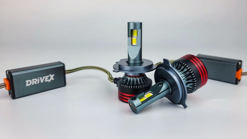 LED лампи DriveX FE-01 H4 H/L (ближнє/дальнє) 57W 6000K CAN к&ndash;т 2 шт. DR-00001713 фото