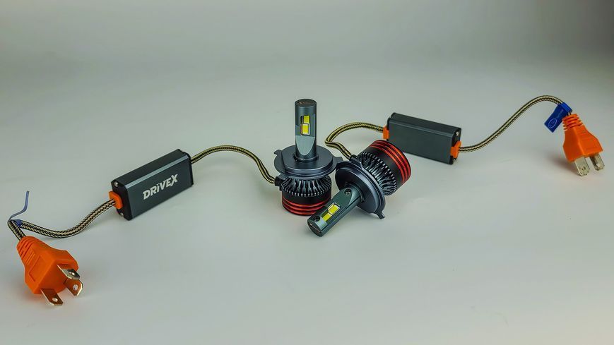 LED лампи DriveX FE-01 H4 H/L (ближнє/дальнє) 57W 6000K CAN к&ndash;т 2 шт. DR-00001713 фото