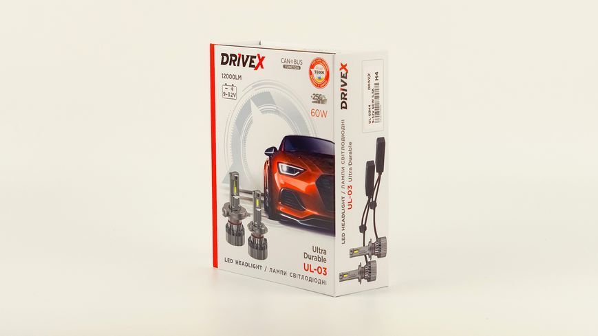 LED лампи DriveX UL-03 H4 (ближнє/дальнє) 60W 5500K 9&ndash;32V CAN к&ndash;т 2 шт. DR-00003297 фото