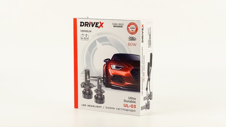 LED лампи DriveX UL-03 H13 (ближнє/дальнє) 60W 5500K 9&ndash;32V CAN к&ndash;т 2 шт. DR-00003298 фото