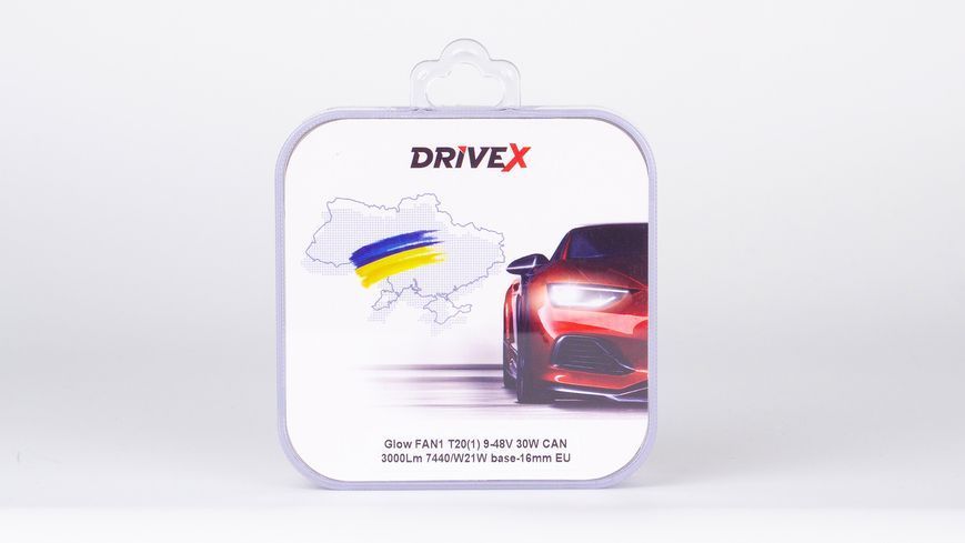 Світлодіоди в габаритні вогні. Підсвітку номера та салона DriveX Glow FAN1 T20(1) 9-48V 30W CAN 3000Lm 7440/W21W base-16mm EU к-т. DR-00003390 фото