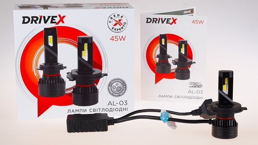 LED лампи автомобільні DriveX AL-03 H4 H/L 5000K LED 45W CAN 12-24В DR-00001030 фото