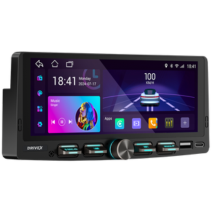Автомобільний мультимедійний центр 1-Din 7" з бездротовим CarPlay та Android Auto - DriveX AND-7500 4xCores 2/32GB 4x45W - Android 10.0 DR-00003035 фото