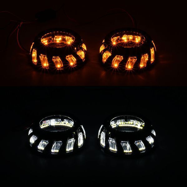 Маска декоративна для автомобільних фар DriveX MS A-107 3.0" Black White+Yellow з вбудованою підсвіткою DR-00002498 фото