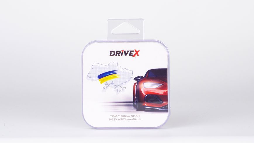 Світлодіоди в габаритні вогні. Підсвітку номера та салона DriveX T10-201 100Lm 3030-1 9-36V W5W base-10mm к-т. DR-00003376 фото