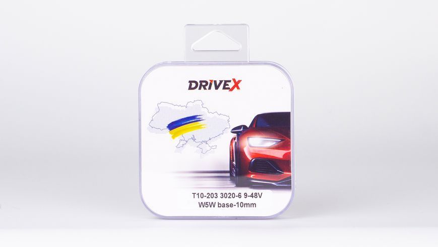 Світлодіоди в габаритні вогні. Підсвітку номера та салона DriveX T10-203 3020-6 9-48V W5W base-10mm к-т. DR-00003377 фото