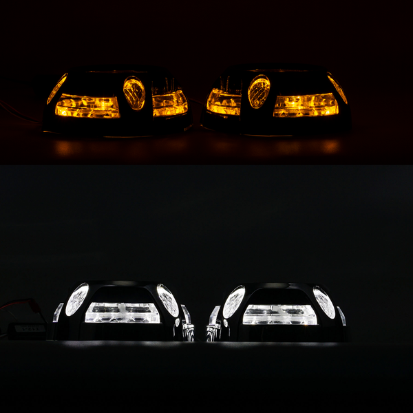 Маска декоративна для автомобільних фар DriveX MS A-106 3.0" Black White+Yellow з вбудованою підсвіткою DR-00002497 фото