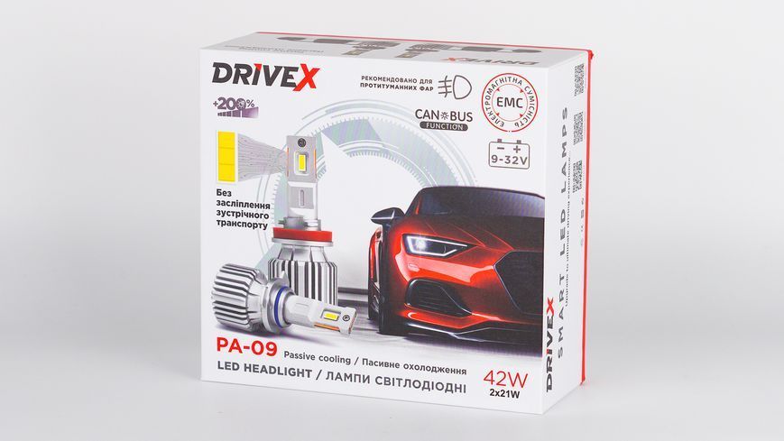 LED лампи DriveX PA-09 H11 42W (2x21W) 9-32V 6000K CAN к&ndash;т 2 шт. DR-00023460 фото