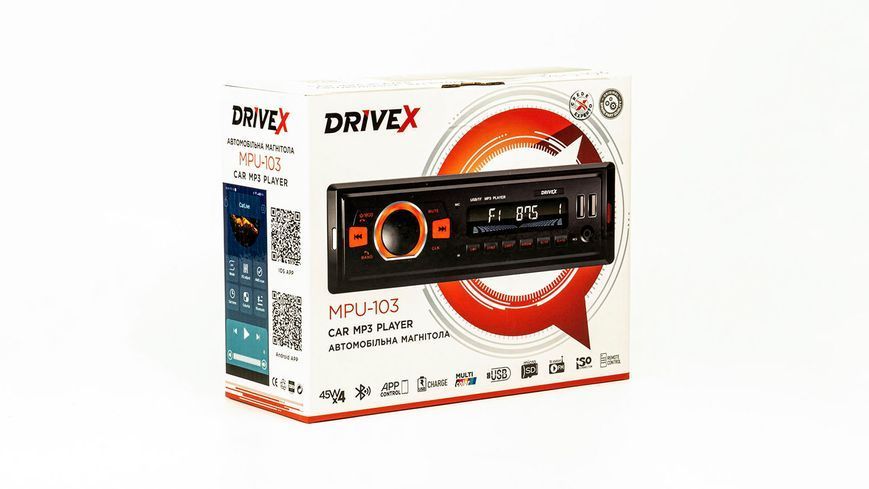 Автомагнітола 1-Din DriveX MPU-103 4х45Вт BT APP DR-00002421 фото