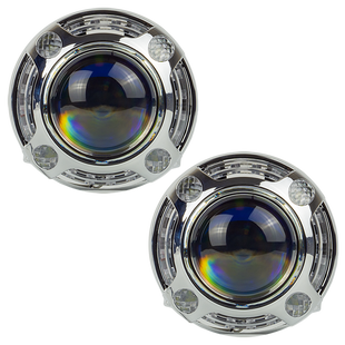 Маска декоративна для автомобільних фар DriveX MS A-106 3.0" Silver White+Yellow з вбудованою підсвіткою DR-00002496 фото